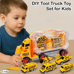 funblast Truck Toys for Kids - DIY Toy Set with Mini Cars, Helicopter, Tools & Carry Case image 4