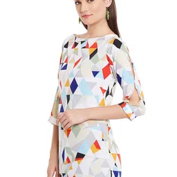 Ruhaans Floral Print Slit Sleeves Crepe Top image 4