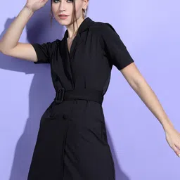 tokyo talkies Women Cinched Waist Black Above Knee/Mid Thigh Length Dress-picture-18