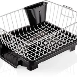 forsel Dish Drainer Kitchen Rack Stainless Steel Dish Drying Rack with Deep Basket, Drainer Tray and Cutlery Cup Steel-picture-17