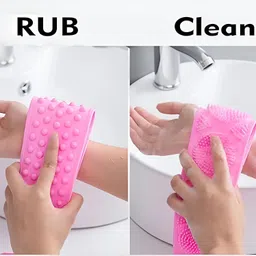 akstars Body Back Scrubber, Double Side Silicon bath Belt for Shower image 4