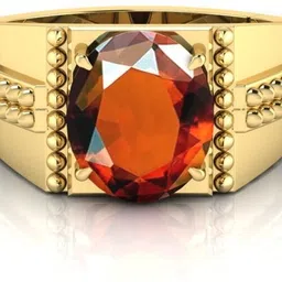 viloxo Gomed Original Hessonite Stone Gold Plated Adjustable Ring With Lab Certificate Brass Garnet Gold Plated Ring image 3