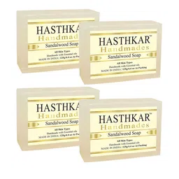 Hasthkar Set of 4 Handmade Sandalwood Soap with Glycerin & Coconut Oil - 125 g Each-picture-49
