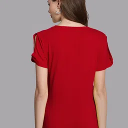 FBAR Typography Printed Short Slit Sleeves Pure Cotton Top image 4