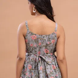 FERANOID Floral Print Cotton Peplum Top image 5