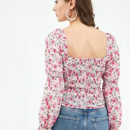 Harpa Floral Print Square Neck Long Puff Sleeve Top image 3