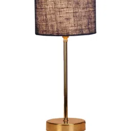 Devansh Blue & Gold-Toned Textured Metal Table Lamp With Jute Shade image 2