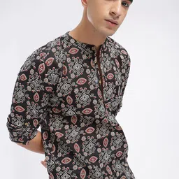 anouk rustic Men Printed Cotton Blend Straight Kurta-picture-18