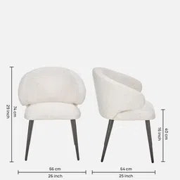 casacraft from pepperfry Guldev Velvet Dining Chair in White Colour image 2