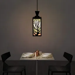 Gojeeva Black Wood Square Shaped Wall Lamp image 4