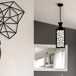 Gojeeva Black Wood Square Shaped Wall Lamp image 2