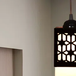Gojeeva Black Wood Square Shaped Wall Lamp image 4