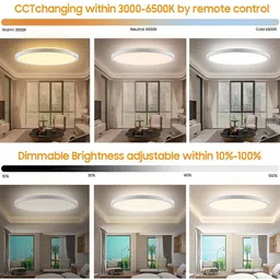 verilux RGB Dimmable Led Flush Mount Ceiling Light with Remote, 12Inch 24W High Bright Ceiling Light Ceiling Lamp image 3