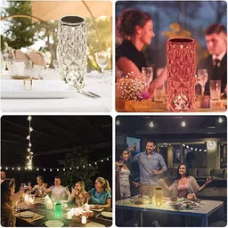 equipagecart Crystal Rose Diamond 16 Color RGB Changing Mode LED Night Lights USB Night Lamp Table Lamp image 4