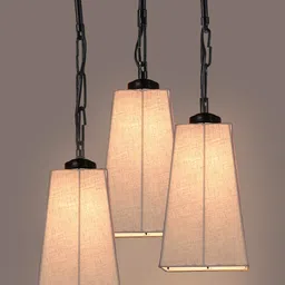 Devansh Set Of 3 Grey Solid Cotton Pyramid Hanging Ceiling Lamp image 5