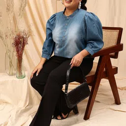 CURVY STREET Plus Size Cotton Denim Top image 5