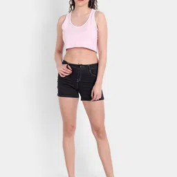 COLOR CAPITAL Women Pink Tank Crop Cotton Top image 5