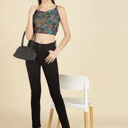 ZNX Clothing Floral Printed Shoulder Straps Crop Top image 5