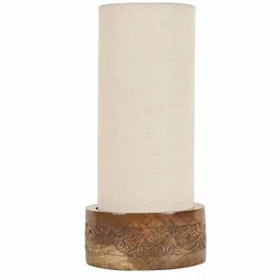 new era White Jute Shade Table Lamp With Wood Base image 4