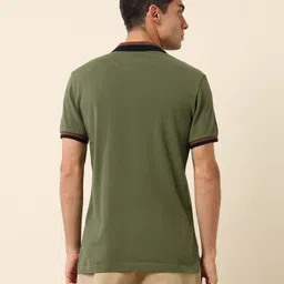 u.s. polo assn. Men Solid Polo Neck Pure Cotton Green T-Shirt image 5