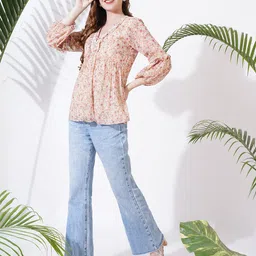 Fbella Floral Print Georgette Top image 4