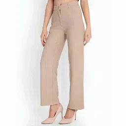 kisura Women Straight Fit Black Lycra Blend Trousers-picture-24