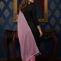 si enterprises Women Cotton Blend Kurta Pant Dupatta Set image 2