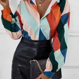 Stylecast X Slyck Striped Pattern Shirt Collar Cuffed Sleeves Regular Top image 5