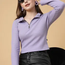 Rigo Mock Collar Long Sleeves Cotton Top image 2