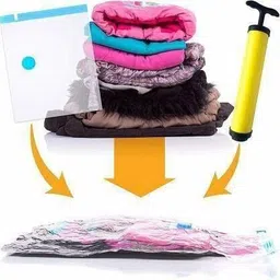 fabproducts Reusable Zip lock Vacuum Storage Space Saver Bags with Compact Hand Pump High Volume Storage Vacuum Bags image 3