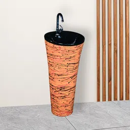 clayplus EXCLUSIVE TM SERIES'S PREMIUM GRADE CERAMIC ONE PIECE WASH BASIN Pedestal Basin image 2