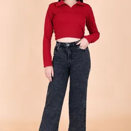 turningfashion Women Boyfriend High Rise Black Jeans image 4