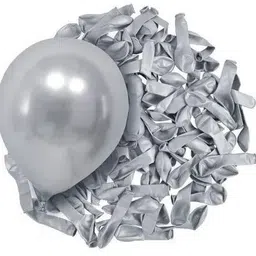 party gliters Solid Latex Metallic Balloons (Pack of 50) SILVER Balloon-picture-12