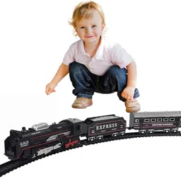crackles Battery Operated 13 Piece Train Set with Engine, Locomotives, Tracks, Headlight Rattle image 2