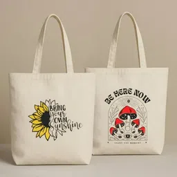 kyraa White Women Tote Cotton Canvas Tote Bags for Women | Reusable Shopping Bags-picture-16