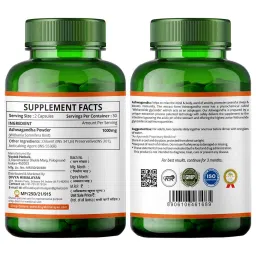 Divya Himalayan Ashwagandha Capsules Ayurvedic formulation 1000 Mg for Better Health, Strength, Stamina & Stress Relief 60 Capsules image 2