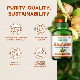 Divya Himalayan Ashwagandha Capsules Ayurvedic formulation 1000 Mg for Better Health, Strength, Stamina & Stress Relief 60 Capsules image 3