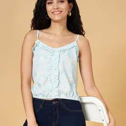 YU by Pantaloons Floral Printed Shoulder Strapped Pure Cotton Crop Top-picture-19