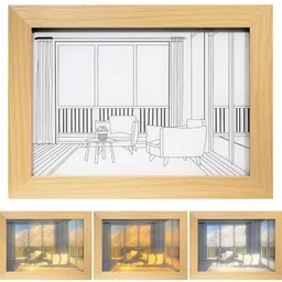 LED Wooden Photo Frame - Luminous Wall Hanging Gift - USB Operated (Rectangular) 7 inch Table-image-38