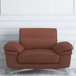 durian Philly Leather 1 Seater Sofas in Brick Red Colour with Adjustable Headrest-picture-13