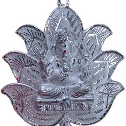 shoppingrox Wall Hanging Silver Ganesh/Ganpati Kamal/Lotus Idol in White Metal 1 Piece Decorative Showpiece - 32 cm-picture-17