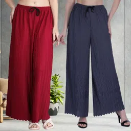 irha Pack of 2 Women Regular Fit Multicolor Viscose Rayon Trousers-picture-31