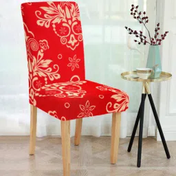 Red Printed Polyester 15x19 Inches Stretchable Chair Cover by Cortina-picture-12