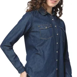 spykar Women Regular Fit Solid Spread Collar Casual Shirt image 2