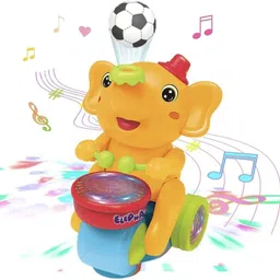 mitti castle Musical Walking Elephant Drummer Toy with Flashing Light & Sound Toy image 2