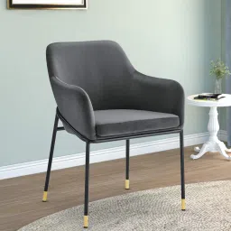 casacraft from pepperfry Modde Velvet Dining Chair In Grey Colour image 1