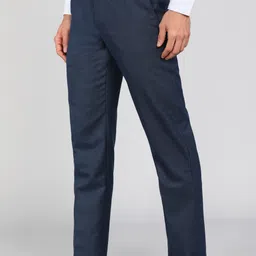 park avenue Men Regular Fit Blue Polyester Trousers image 3