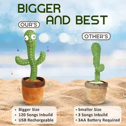 vikrida Dancing Cactus Talking Toy, Cactus Plush Toy, Wriggle Singing Recording Repeats What You Say Funny Education Toys for Babies Children Playing image 3