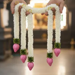 tiny shiny Artificial Flowers Hanging Garlands Lotus Mogra Flower Strings for Home Decor Plastic Garland image 1