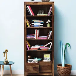 HEXA Solid Sheesham Wood Semi - Opened Book Shelf With Multi Storage Space || Solid Wood Semi-Open Book Shelf-image-55
